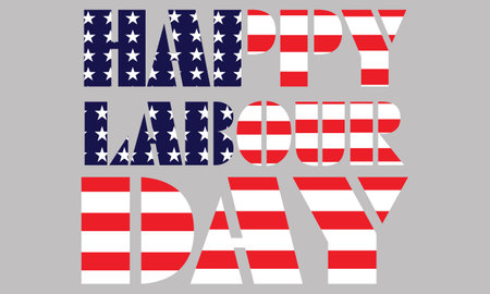USA Labor Day Poster, Banner for People Of Different Occupations Written with USA flag, Happy Labour Day, 5 Septemberのイラスト素材