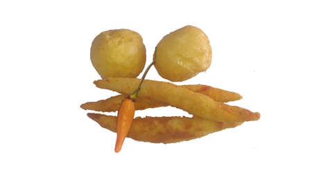 Tahu Bulat, Round tofu with balado flavored spices and cayenne pepper.の写真素材