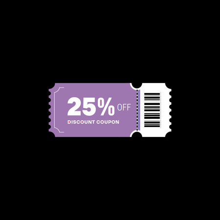Discount coupon icon isolated on black background. Flat design. Vector illustration