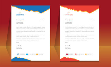 creative minimalist letterhead design template in red and blue color - vectorのイラスト素材