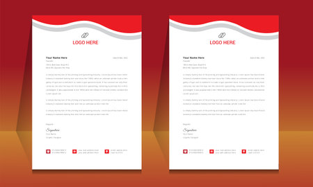 corporate business stationery letterhead design template in red and whiteのイラスト素材