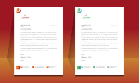 corporate business letterhead template design in red and green color backgroundのイラスト素材