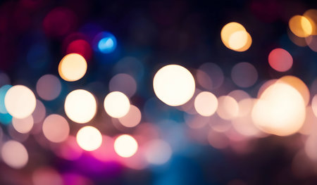 Dark blurred christmas lights background. Design effect focus happy holiday party glow texture black wallpaper bokeh sun sunny star shiny soft plain warm flare blurの素材