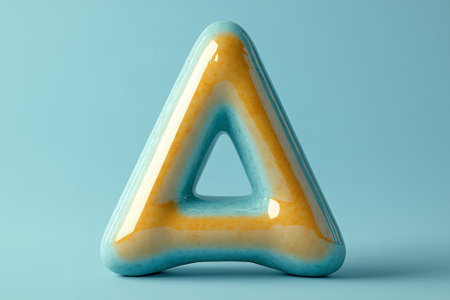 Glossy Teal and Orange Triangle Letter A 3D Render Graphic Design Elementの素材