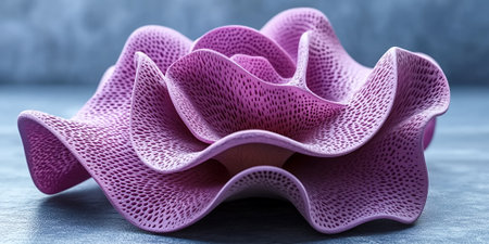 Abstract Purple 3D Printed Flower Decorative Design Art Wave Pink Form Lilac Curve Shapeの素材