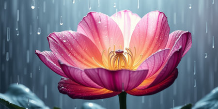 Pink flower in the rainの素材