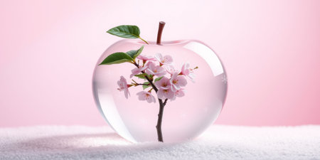 Pink blossoms in a glass appleの素材