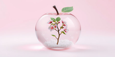 Glass apple with a flower insideの素材