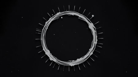 Abstract white ring on black backgroundの素材