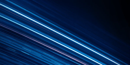 Abstract streaks of light in blue and white.の素材