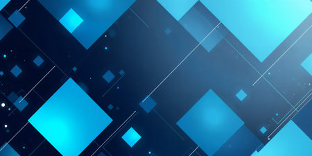 Abstract blue and white geometric design.の素材