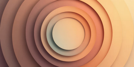Abstract background of concentric circles in shades of brown and orange.の素材