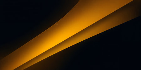 Abstract gold lines on a black background.の素材