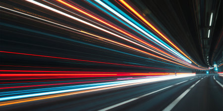 Abstract light trails in a tunnel.の素材