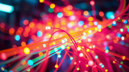 Colorful lights create a festive backdrop.の素材