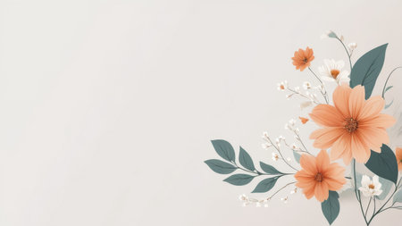 Delicate peach and white flowers on a soft background.の素材