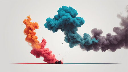 Colorful smoke on a white background. 3d rendering, 3d illustration.の素材