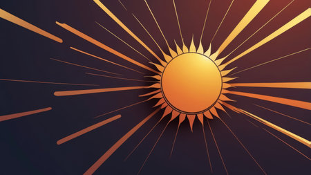 Abstract sunburst with a golden sunの素材