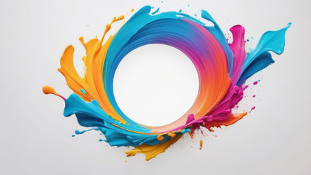 Abstract colorful paint splash forming a circle.の素材