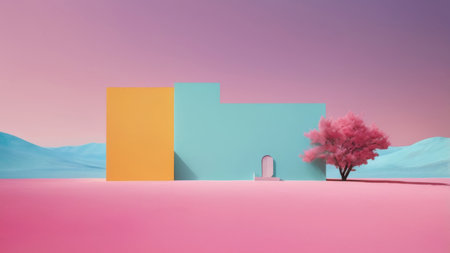 Abstract surreal landscape with pastel colors.の素材