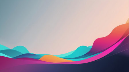 Abstract colorful waves on a gradient background.の素材
