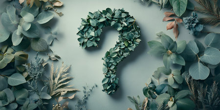 A question mark made from leaves.の素材