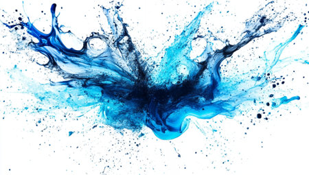 Abstract Blue Ink Splash Dynamic Energy Artistic Design Background dark paint water color fluidの素材