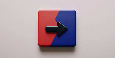 Abstract Red Blue Arrow Button Minimalist Design Graphic Modern Icon 3d ui ux web app next flat boldの素材