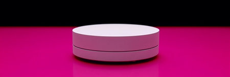 Modern Minimalist White Smart Device on Pink Background Studio Product Photography home clean shapeの素材
