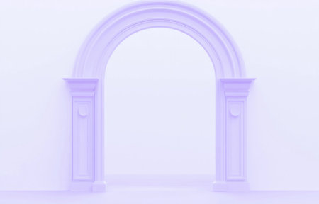 Elegant Lavender Archway Interior Design Pastel Wall Background 3d room home soft calm white decorの素材