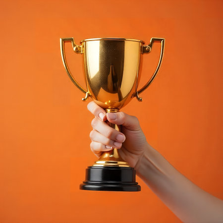 Winning Gold Trophy Achievement Success Award Prize Competition Victory Celebrationの素材