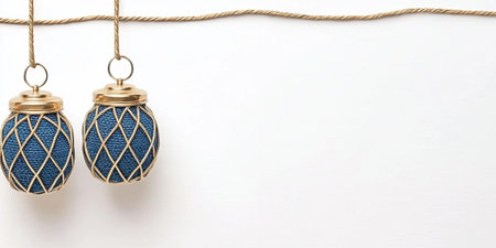 Elegant Blue and Gold Decorative Ornaments Hanging Festive Design Background art home card metalの素材