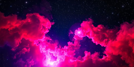 Pink Purple Nebula Cloudscape Night Sky Stars Cosmic Backgroundの素材