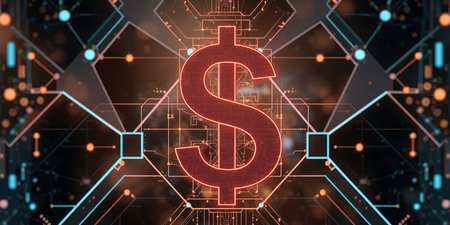 Digital Dollar Sign in Networkの素材
