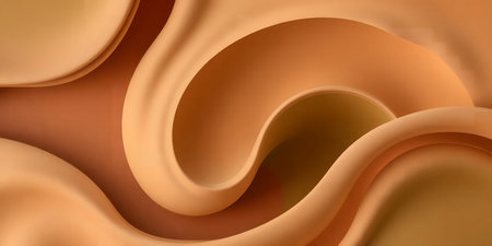 Abstract rendering of beige curved shapes creating a flowing and smooth appearance art pieceの素材