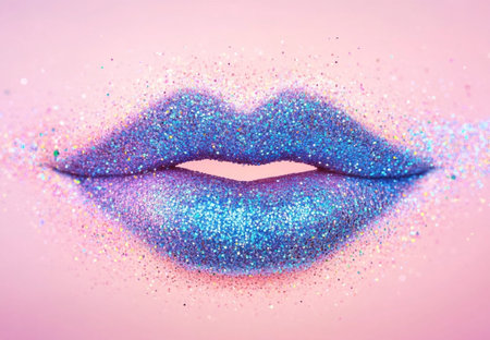 Sparkling Glitter Lips Purple Blue Makeup Beauty Cosmetics Fashion Glamour pink shot shine glossの素材