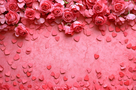 Romantic Pink Roses Hearts Valentines Day Background Texture red love card soft card image sweetの素材