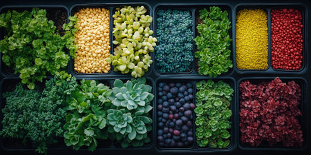 Colorful Succulents and Plants in Pots Top View Garden Variety Greenery Home Gardeningの素材