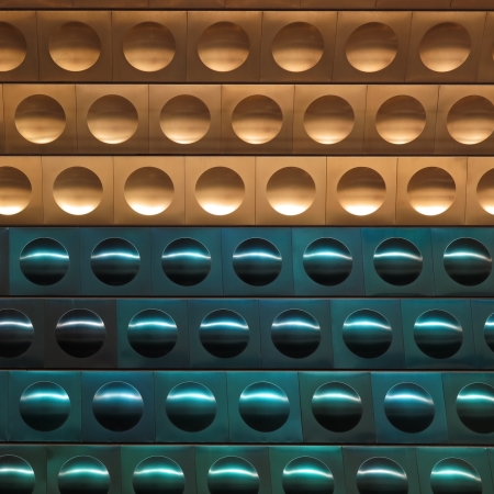 shiny metal golden and green background with circles