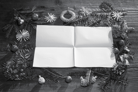 christmas background with empty paperの写真素材