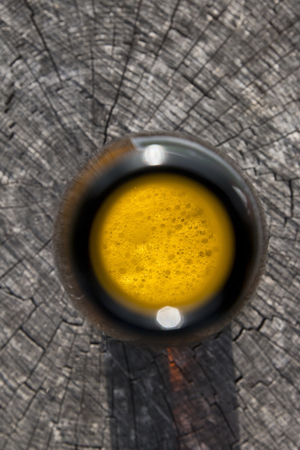 top look to the opened beer bottle