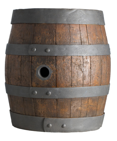 wood barrel, cask, isolated on white background with clipping pathの写真素材