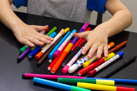 Education, school supplies, art, creativity and object concept - close up of stationery on the tableの写真素材