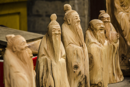 Close up to a wood carvedの写真素材