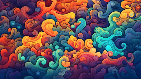 Colorful abstract background. Psychedelic pattern. Vector illustration.の素材