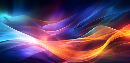 abstract background with smooth lines in blue, orange and yellow colorsの素材