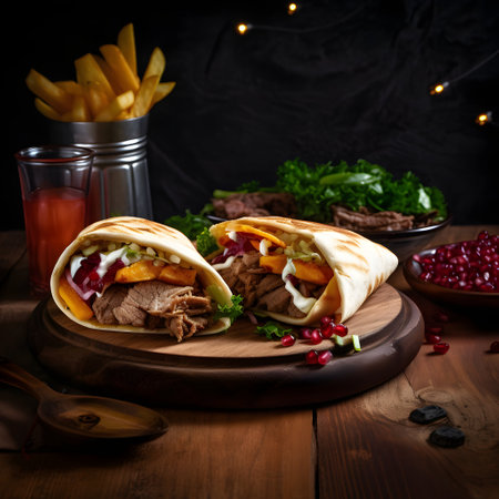 Doner kebab with pomegranate and ketchupの素材