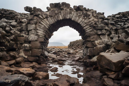 Ruins of an ancient building in the desert of the island of Lanzaroteの素材