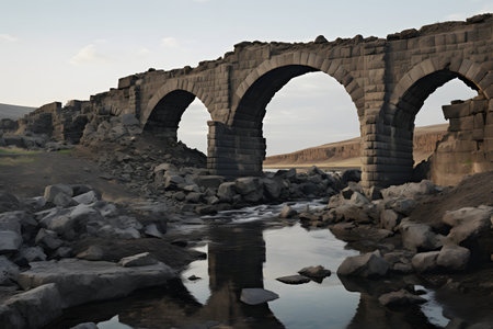 Ruins of the Roman aqueduct in the desert of Moroccoの素材