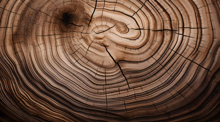 Wooden texture with annual rings in the form of a circle.の素材